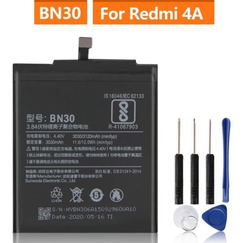 Original Replacement Battery For Xiaomi Mi Redmi Hongmi 4A Redrice 4A BN30 Genuine Phone Battery 3120mAh