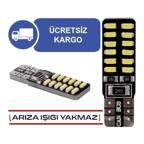 T10 Led Bottomless W5W Canbus 24 Led WHITE Parking License Plate Light Bulb 2 PCs