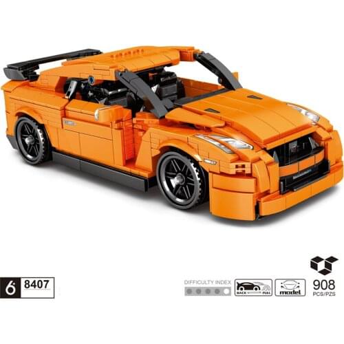 Technical japan nissans sport car gtr r35 building block model Pull back vehicle bricks toys collection FOR boys GIFTS