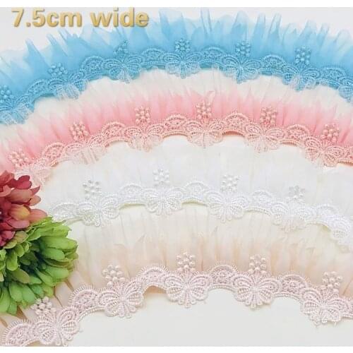 Three-layer Color Butterfly Water Soluble Chiffon Mesh Lace Ribbon DIY Clothes Skirt Childrens Clothing Pleated Hat Decoration