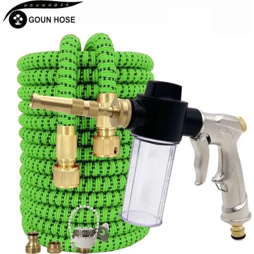 Expandable Garden Hose With Water Gun Adjustable Nozzle Flexible High Pressure Hose Sprinkler Foam Car Wash Cleaning Toos