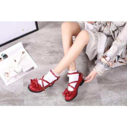 Vintage Sweet Lolita Shoes Japanese Mori girl Rolling LO shoes Bowknot Princess Kawaii Girl Women Shoes Cosplay Maid shoes