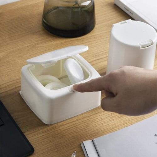 Storage Boxes White Button with Lid Portable Assortment Container Make Up Cotton Pad Holder Cotton Swab Organizer Jewelry