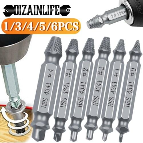 1/3/4/5/6Pcs Damaged Screw Extractor Drill Bit Double Side Drill Out Broken Screw Remover Extractor Easily Take Out Bolts Tools