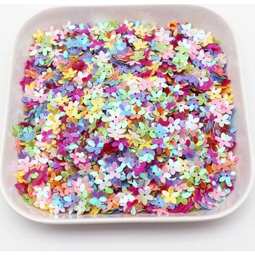 10mm 10g AB Mixed Color Five-finger Flower-shaped PVC Sequins for Sewing Clothing Scrapbook Home Decoration Accessories Crafts