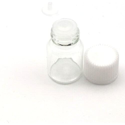 100pcs Refillable Essential Oil Glass Bottle with Orifice Reducer Siamese Plug 2ml Clear Perfume Sample Vials