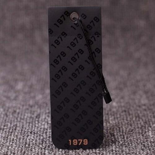 1000pcs/Black Cardboard Tag High-End Special Paper Bronzing Tag Custom Hot Silver Card Paper Clothing Tag Label Logo