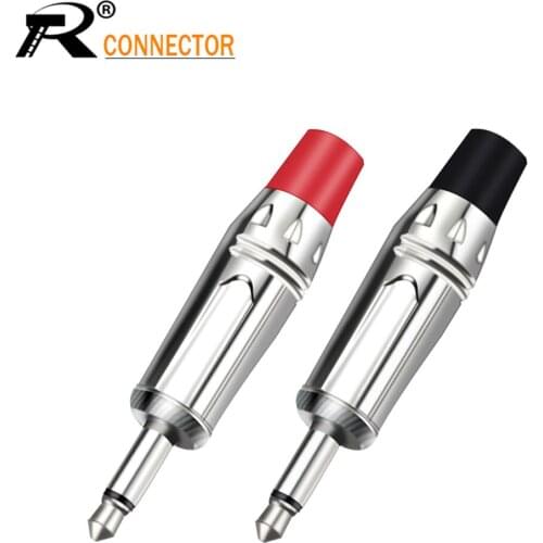 2pc 3.5MM Mono Male Plug Nickle Plated 2 Pin Headset Earphone Jack Audio Converter Adapter Soldering Wire Conector