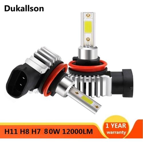2pcs 80W 12000LM Car LED Headlight Bulbs H11 9006 HB4 9005 HB3 H4 H7 H8 H9 H1 Mini Headlamp Kit For High/Beam Bulb Fog Light