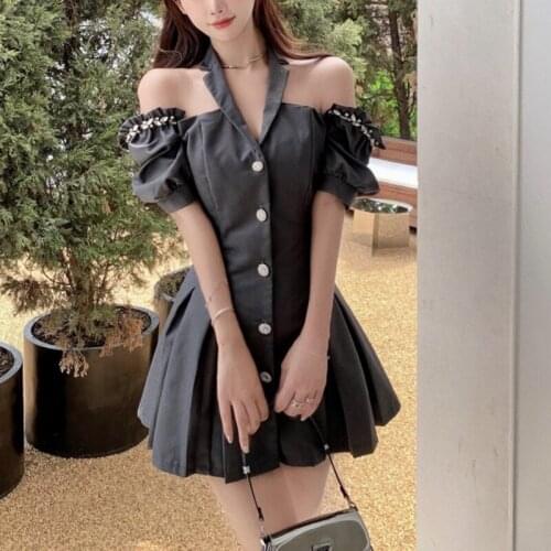 2021 Summer Elegant French Vintage Dress Women puffer Sleeve y2k mini Dress Female sweet party One Piece Dress Korean fashion