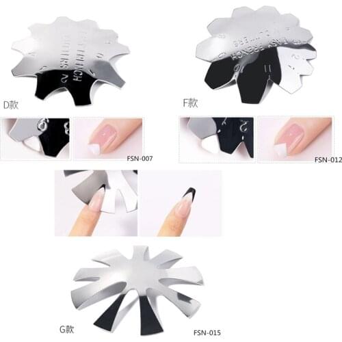 3pcs French Smile Line Cutter Tools Stainless Steel Nail Manicure Edge Trimmer Templates for DIY Acrylic Nail Art (Silver)