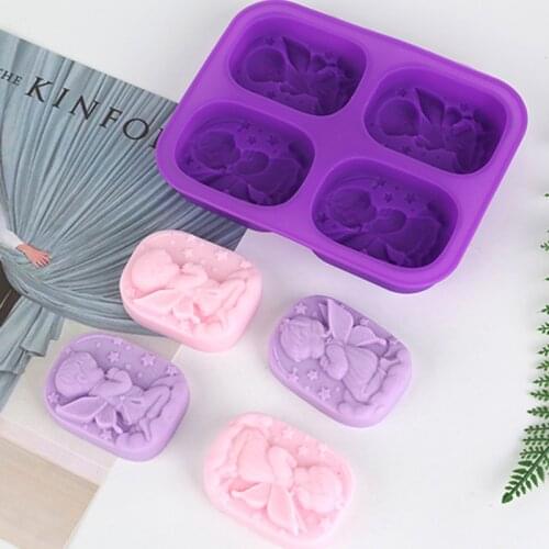 4PCS Flower Fairy Designed Essential Oil Soap Candle Silicone Mold DIY Angel Baby Shower Gift Handmde Making Decorating