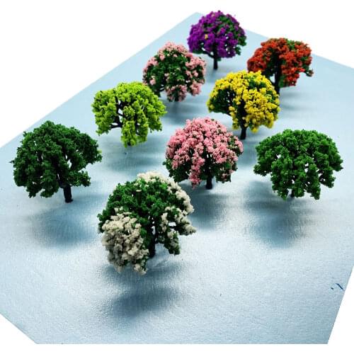 9PCS 50mm Shrub Trees Model Trees 1/87 HO Scale Model(Flower)Trees Miniature Landscape Model Train Railway Layout Scenery