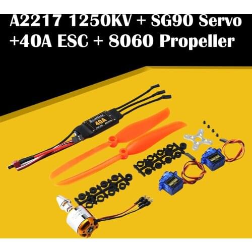A2217 1250KV Brushless Motor 40A ESC SG90 9G Micro Servo 8060 Propeller Combo Set for RC Fixed Wing Plane Helicopter
