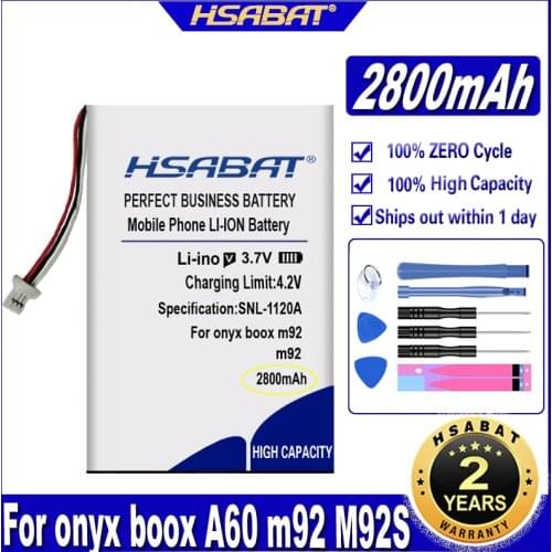 HSABAT M92 M92S 2800mAh Battery for Onyx Boox M92 M92S E-book DVR POWER BANK Batteries