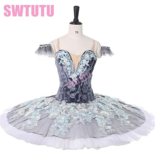 Gray ballet tutu velvet adult nutcracker tutu ballet stage costumes classical ballet tutu for girls tutu pancakeBT9119