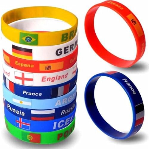 1pc Men Women 39 Country Flag Print Silicone Bracelet Sports Friendship Wristband Rubber Wrist Band Bangle Accessories Souvenir