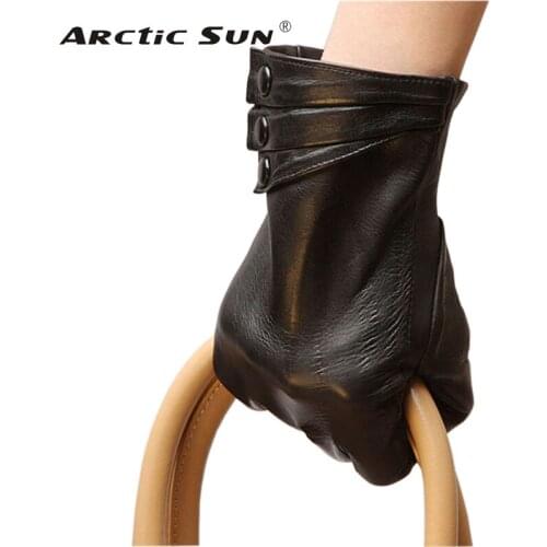 Brand Genuine Leather Gloves High Quality Women Sheepskin Gloves Touch Screen Winter Plus Velvet Finger Driving Glove L003NC1