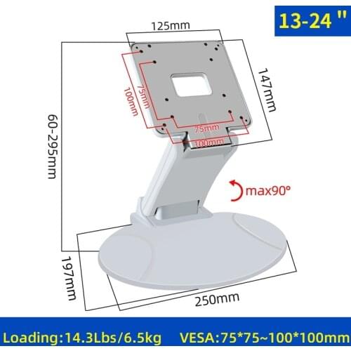HILLPORT 13-24" Tilt Suporte Monitor Mounted LCD TV Holder Touch Screen Monitor Desk Bracket Folding Monitor Table Stand PC DZ13