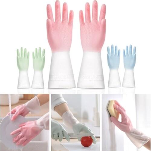 Gradient Color Magic PVC Dishwashing Cleaning Gloves Dish Washing Glove for Household Scrubber Rubber Kitchen Clean Tool A7