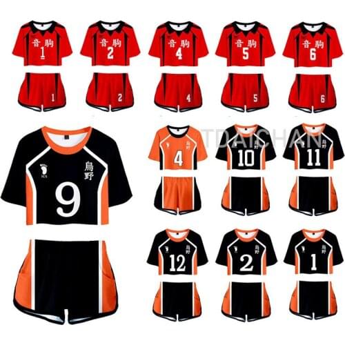 Haikyuu Cosplay Costume Hinata Shoyo Shirt Shorts Nishinoya Yuu Uniform Sports Karasuno Koukou High School Volleyball Club Women