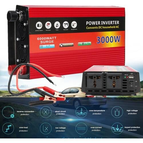 Pure Sine Wave Inverter 3000W 12V to 220V Solar Car Power Inverter