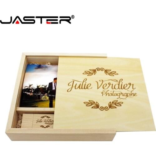 JASTER Free custom logo Photo Album Wooden USB+Box usb flash drive Memory stick Pendrive 4GB 16GB 32GB 64GB Photography gift