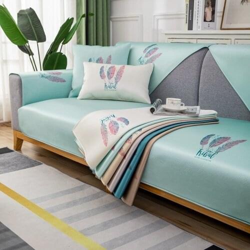 Summer Mat Sofa Cushion Non-slip Ice Silk Sofa Towel Full Cover Custom Sofa Cover Cool Cushion Sectional Sofa Seat Covers
