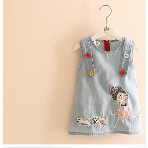 2021 Summer Girls Dresses Children Clothes Baby Girls Dresses Kids Sleelveless Denim Dress Baby Girls Dress Girls Outwear M29