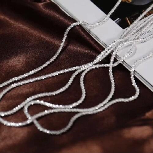 Hot Sale Luxury 100% 925 Sterling Silver Classic Chain Necklaces For Women 45cm Necklace Bridal Fine Jewelry