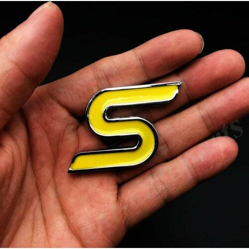 3D Metal Yellow S Car Trunk Rear Emblem Badge Decal Sticker V6 AWD Sport