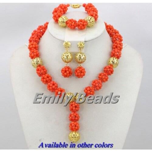 Fashion Nigerian Wedding African Beads Jewelry Set Pink African Costume Necklace Jewelry Set Wholesale Free Shipping CJ214