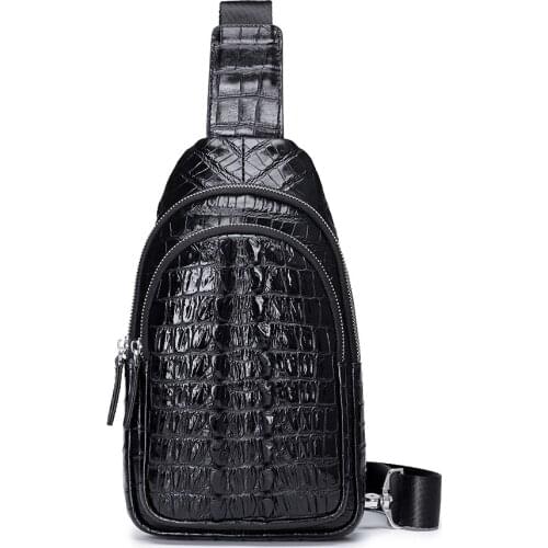 New Mens Chest Bag Designer Genuine Leather Crossbody Sling Bags Crocodile Pattern Fashion Cowhide Shoulder High Quality Famous