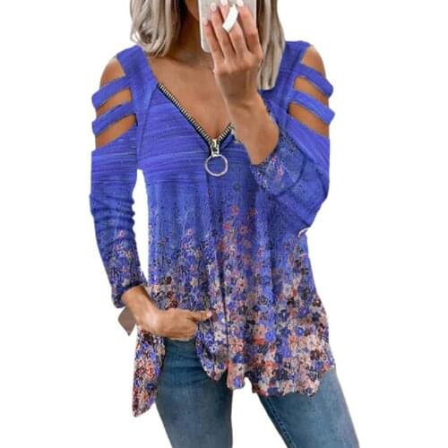 New Stylish Women Casual Small Floral Print V Neck T-shirt Blouse Women Off Shoulder All Match Pullover for Dating Streetwear