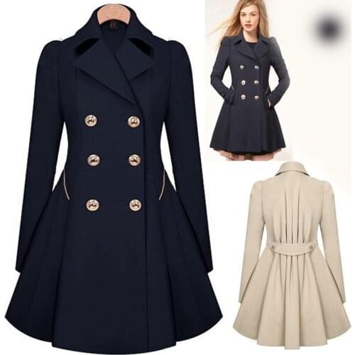 The new 2017 European and American fashion high quality womens double-breasted coat long section of womens windbreaker AL72