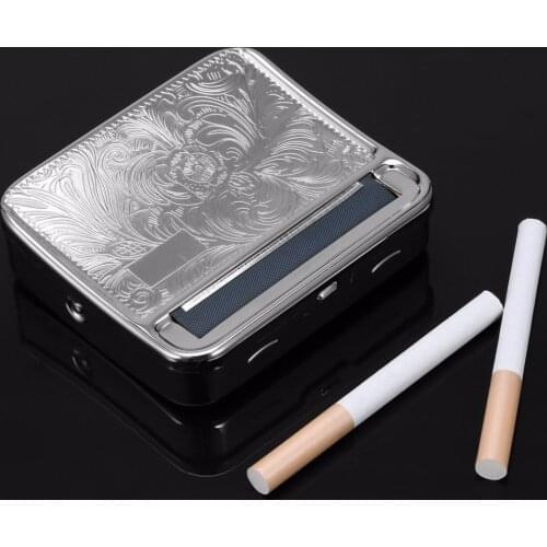 NEW Creative Design 88*79*22mm Metal Automatic Cigarette Tobacco Weed Kitchen Smoking Smoke Roller Rolling Machine Box Case Tin