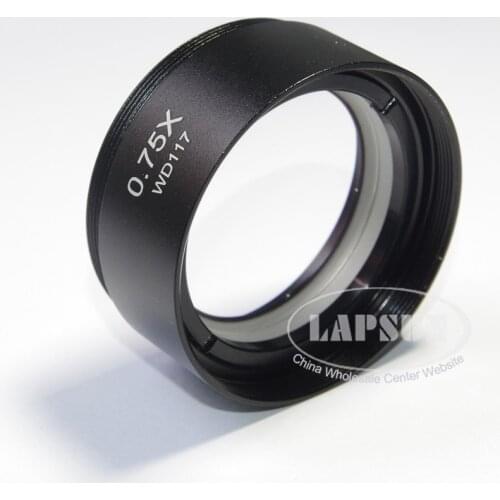 Lapsun 0.75X Auxiliary Barlow AUX Objective Lens For Stereo Inspection Microscope Body M48*0.75 WD117 M48 * 0.75 WD 117