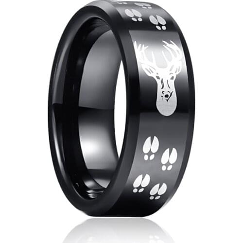 8mm Wedding Rings for Men Comfort Fit Jewelry Black Color Elk Tungsten Carbide Ring