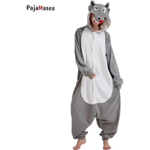 Pajamas Men Wolf Kigurumi For Adults Onesie Women Sleepwear Cartoon Anime Pajamas Family Christmas Cosplay Outfits