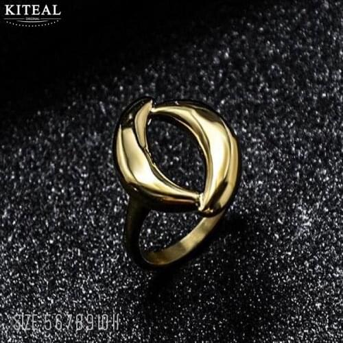 KITEAL Hot 18KGP Gold Filled size 6 7 8 Perfume women womens rings Fashion, simplicity, double moons ring men Luxury Jewelry