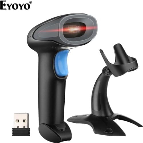 Eyoyo Wireless 1D 2D Barcode Scanner 2.4G Wireless & USB Wired Cordless Rechargeable Scan for Inventory Management Hand Scanner
