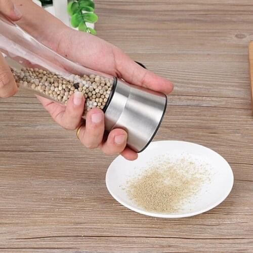 Stylish stainless steel grater glass body spice salt pepper grinder kitchen accessories cooking tool portable spice bottle Set