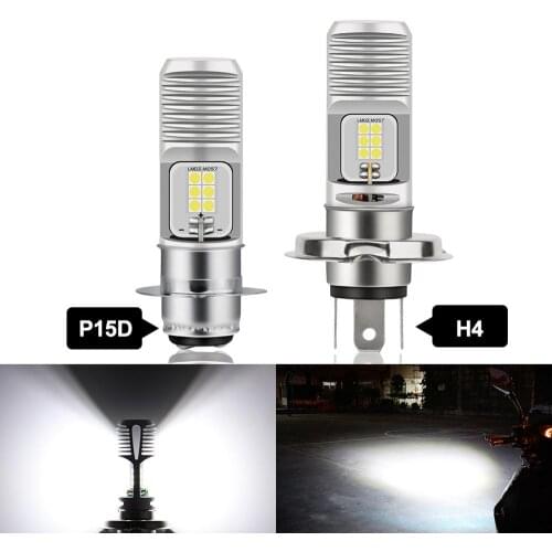 1Pc Canbus H4 P15D LED Motorcycle Headlight Bulb 12SMD 3030 Lamp Motorbike Accessories 12V 24V 1200LM 6000K White