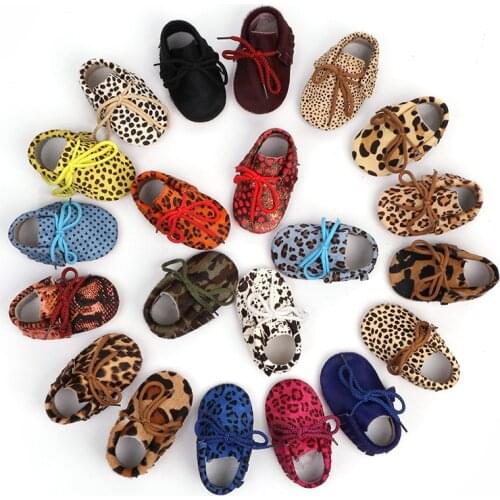 Genuine Leather Baby Shoes Fringe Soft Bottom First Walkers Dot Baby Moccasins Horse hair Leather Leopard Lace Toddler shoes