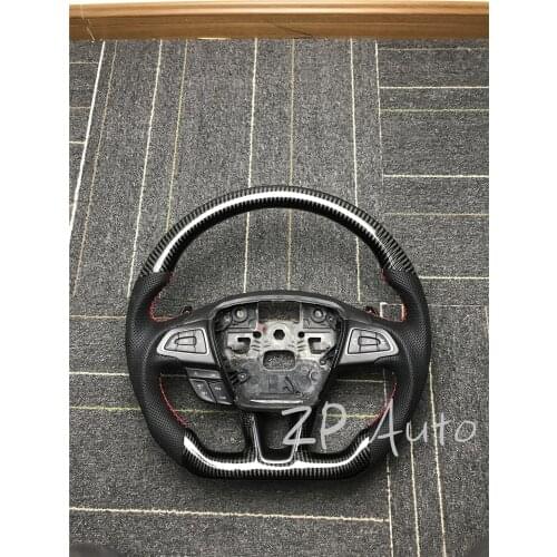 Carbon Fiber and Perforated Leather for Ford FOCUS Steering Wheel assembly with Paddle Shifters