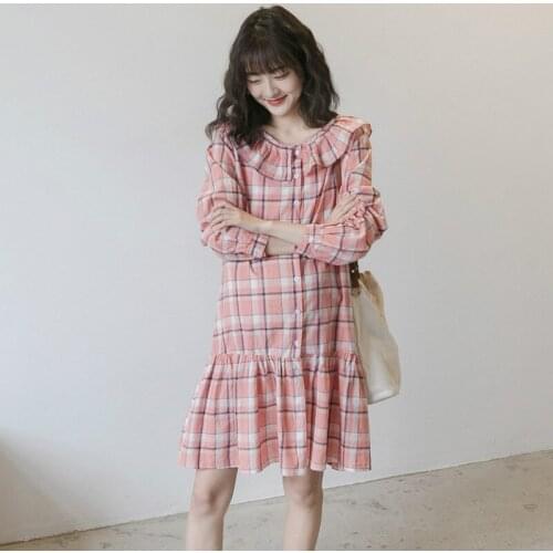 Spring Autumn Maternity Dresses Vestido Pregnancy elegant Dress Long Sleeve Plaid Pregnant Women Shirt Loose Fashion Clothes Top