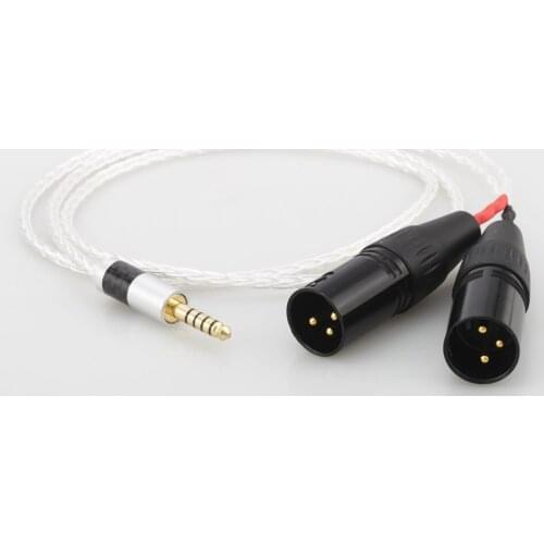 High Quality Audiocrast 8 Cores Silver Plated 4.4mm Balanced Male to Dual 2x 3pin XLR Balanced Male Audio Adapter Cable