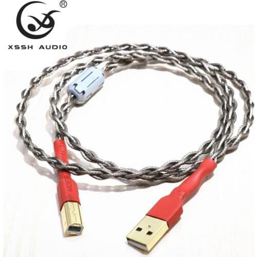 XSSH OFC pure copper Silver Audio Extension Wire Cord Braid Aux Cable USB DAC av video audio