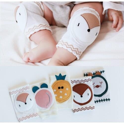 1 Pair Cotton Baby Knee Pads Cute Cartoon Crawling Protector Kids Kneecaps Children Short Kneepad Baby Anti-slip Safe Leg Warmer