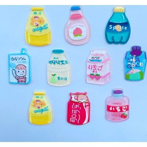 18 New Cartoon Mini Cute Beverage Bottle Series Acrylic Flat DIY Crafts Mobile Phone Case Decoration Accessories A88